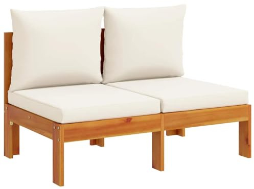 vidaXL Gartensofa ohne Armlehnen mit Kissen 2-Sitzer Massivholz Akazie