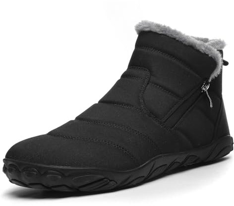 Bravover Barfußschuhe Herren Damen Winterstiefel Winterschuhe Schneestiefel Warm Gefüttert Wanderschuhe Rutschfest Wanderstiefel Stiefel Trekkingschuhe Schwarz EU40
