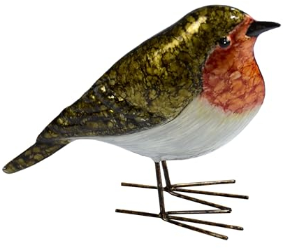Dehner Dekofigur Vogel Rotkelchen, 14.5 x 5 x 14 cm, Metall, bunt