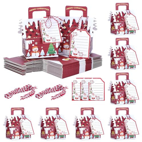 HSEAMALL 30 Stück Weihnachten Geschenkbox Klein Papiertüten Geschenktüten Kindergeburtstag Geschenkboxen Süßigkeiten Box Gastgeschenke Hochzeit für Weihnachten Adventskalender zum Befüllen ﻿