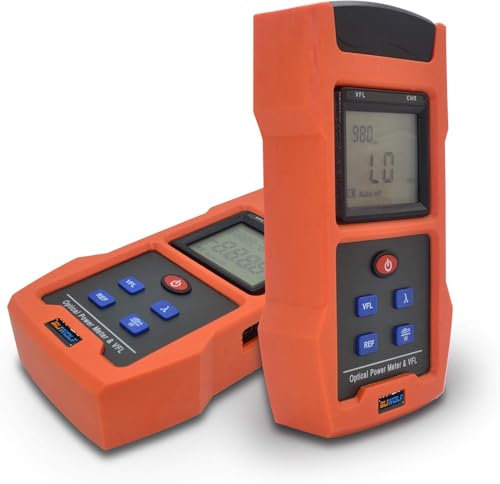 SUWOLF -50dBm~+26dBm FTTH Medidor de Potencia Fibra Óptica/Fiber Optical Power Meter,850nm~1625nm Portátil Probador de Fibra Optica Test con Adaptador SC+FC y 30mW 30KM(18.6mi) VFL(PMV563-30A)