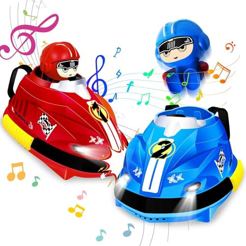 Dhqkqg Macchina Telecomandata Per Bambini, 2 PCS Macchina Telecomandata, con Musica e Luci, Auto Giocattolo Telecomandata che si Schianta, Macchina Con Telecomando Bambino,Bambini Regalo Giocattolo