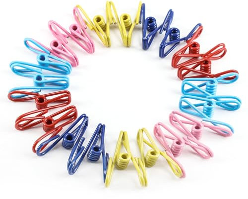 20Pcs Food Bag Clips - Steel & PVC Coated Sealing Clips Multi-function Storage Pegs for Clothes, Kitchen, Freezer, Paper Organization - Home and Office
