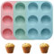 TOKSEO 3 Stück Große Verdicken Muffinform aus Silikon für 6 Muffins, Antihaft Beschichtete Muffin Silikonform, Wiederverwendbare Silikon Backformen(Rosa, Cyan, Blau)