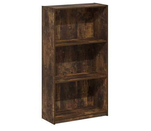 Furinno Basic 3-Tier Bookcase Storage Shelves, Amber Pine