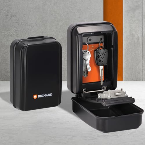 Brihard All Season XL Schlüsseltresor mit Zahlencode und wasserdichter Abdeckung, Outdoor Safe Schlüsselkasten mit 4-stelligem Code Zahlenschloss, Tresor Schlüsselkasten für Schlüssel, Schlüsselbox