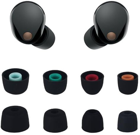 Adhiper 4 Pairs 1000XM5 Replacement Silicone Ear Tips for Sony WF-1000XM5/WF-1000XM4 Earbuds, Eartips with Noise Reduction Sound Enhancement Padded Earplugs, Comfort Soft Anti Slip Ear Buds(Black)
