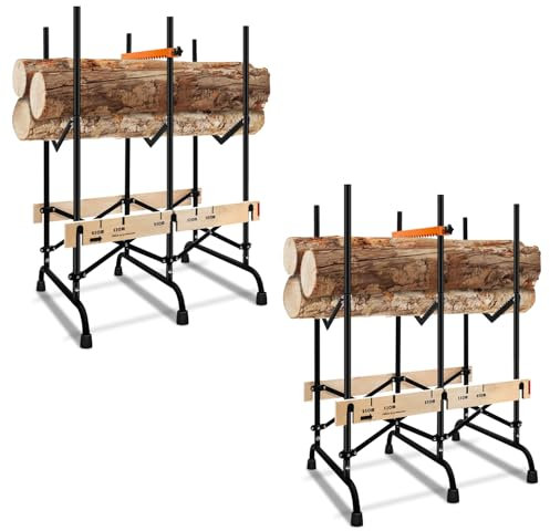 2x Jaxguom Sägebock Klappbar für Kettensägen, Holzsägebock mit Auswurfsicherung & Maßskala Tragkraft 150 kg, Holzbock zum schnellen Zuschneiden von Brennholz, Zubehör Inklusive