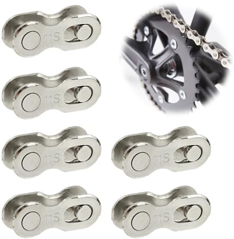 11 Fach Kette,6 Paar Fahrrad Kettenschloss Fahrradkette Stahl Fahradanhaenger Fahrrad Missing Link 11 Speed Kette Wiederverwendbare Stahl Bike Chain Link Kompatibel mit 11-Gang Antriebssystemen