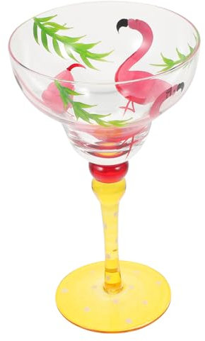 SOLUSTRE Creative Painted Flamingo Margarita Glass Wear-Resistant Delicate Cocktail and Wine Glass Multi-Function for Party Supplies and Wedding Use