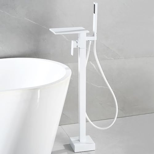 Grifo Bañera con Ducha de Pie Dual Modo Grifo Bañera Cascada 360° Rotación,Blanco