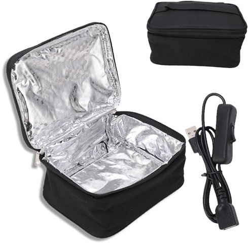 equlup Sac à lunch four portable, charge USB Portable micro-ondes 20x15.5x8cm / 7.9x6.1x3.1In boîte à lunch chauffée à la main avec 2 méthodes de chauffage pour la cuisine de voyage de