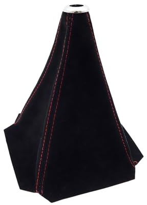 Xibao Auto-Schalthebelabdeckung,Schalthebelabdeckung PU-Leder Staubschutz,Auto Schaltknauf Abdeckung,Geeignet für die Meisten Manuellen und Automatischen Getriebeauto-Modifikationen (Schwarz&Rot)