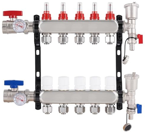 YUCHENGTECH Collecteur Plancher Chauffage en Acier Inoxydable 5 Circuits