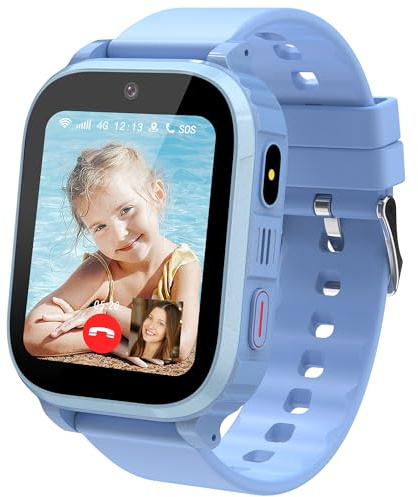 Reloj Inteligente Niño, 4G Reloj GPS Niños con Videollamada, Smartwatch Niños Localizador y Llamadas SOS Chat SMS Juego Cámara Despertador Impermeable Modo Clase,Reloj con Tarjeta SIM Regalo Niña Niño