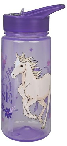 Undercover Scooli AERO Magic Horse Trinkflasche mit Ausklappbarem Strohhalm, Lila, 500 ml, BPA Frei, 19 cm Höhe
