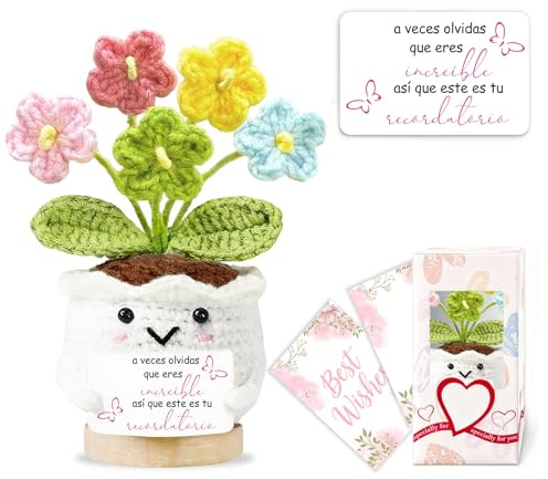 Regalos para Mujer Crochet Flores con Tarjeta Y Caja Regalos Funcionales Mujer Mamá Niños Novia Maestro Personalizados Regalo Cumpleaños Navideños San Valentin Dia del Madre Detalles Decoración Hogar
