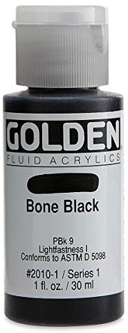Pro-Art Bone Acrylique Fluide Noir/Doré Multicolore 2,84 x 2,84 x 7,62 cm