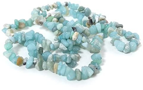 Grade A Natural Amazonite Gemstone Beads - Turquoise Colour, 5-8mm Smooth Chips - Long Strand of 200+ - Authentic Brazilian Stones for Jewellery Making, 1mm Hole