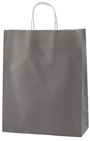 Thepaperbagstore 10 Papiertragetaschen, Recycelbar Und Wiederverwendbar, Mit Gedrehten Griffen, Grau – Mittelgroß 250x110x310mm