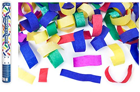 Konfetti Kanone 40cm Konfettikanone Party Popper Kindergeburtstag Karneval Fasching Streifen bunt