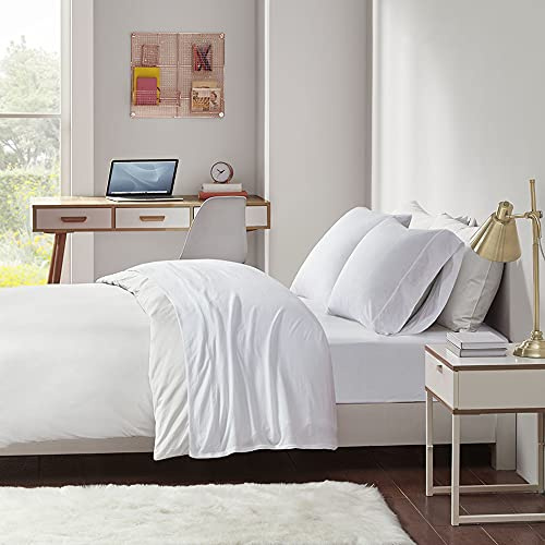 Intelligent Design Cotton Blend Jersey Knit Sheet Set Full Size, White