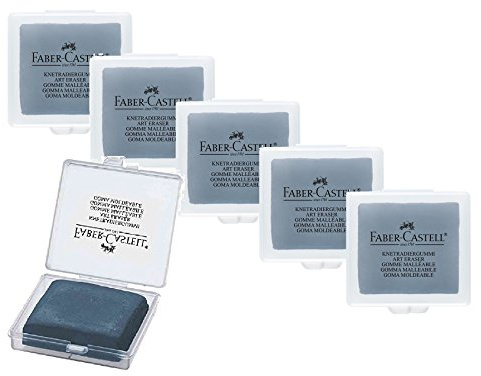 Lot de 6 gommes à modeler pour artistes, art Eraser Faber Castell, gris (6)