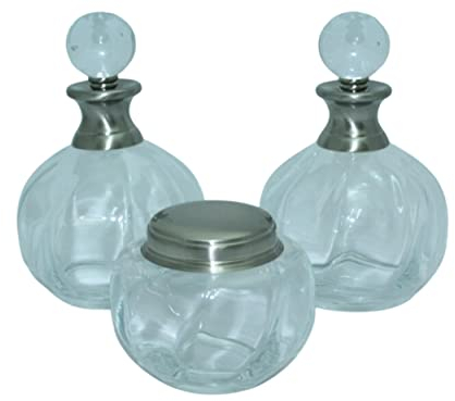 DONREGALOWEB DRW - Juego de tocador de Cristal y Metal en Color Plateado