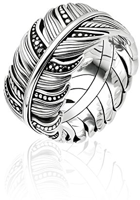 THOMAS SABO Damen Ring Feder Pavé 925 Sterlingsilber, Geschwärzt TR2159-643-11