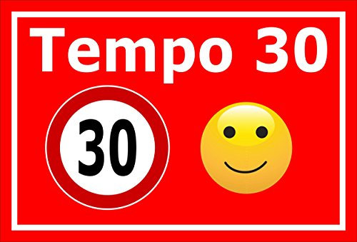 Melis-Folienwerkstatt Schild - Tempo 30-15x10cm | 3mm Hartschaum - S00040-043-D - 20 Varianten