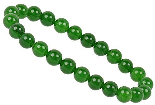 ELEDORO Handgefertigtes Edelstein Perlen Stretch Armband - Echte Steine 8mm (Nephrit Jade)