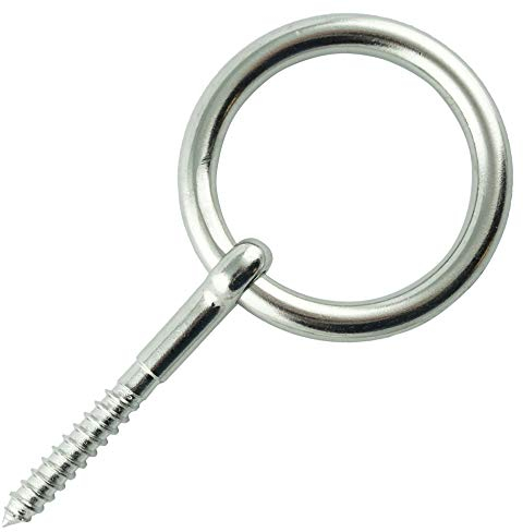 Eisenwaren2000 | Vite per legno da 8 mm con anello (2 pezzi) – Viti con occhiello con filettatura per legno – Vite ad anello – acciaio inox A4 V4A – antiruggine