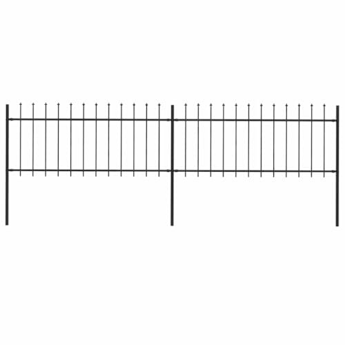vidaXL Recinzione da Giardino con Punta a Lancia in Acciaio 359x80 cm Nero