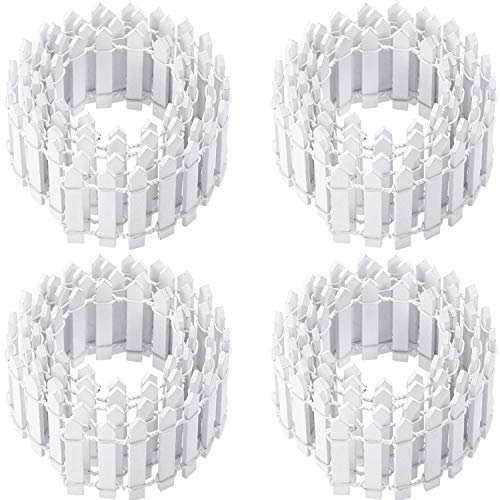 4 Stück 89,1 cm Feenzaun Miniaturgarten Ornament Holz Lattenzaun für Puppenhaus Haus Garten Pflanztopf DIY Diorama Projekt (weiß)