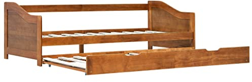 vidaXL Kiefernholz Ausziehbett Sofabett Ausziehsofa Bettgestell Tagesbett Schlafsofa Gästebett Bett Holzbett Bettsofa Sofa Honigbraun 90x200cm