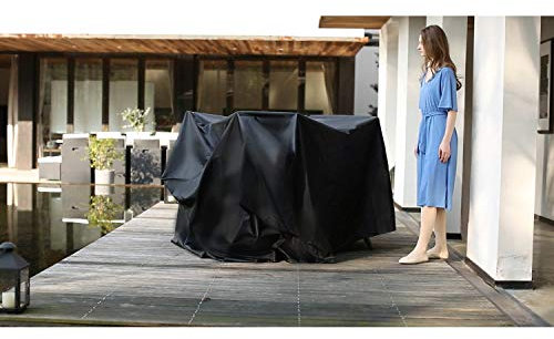 CONCEPT USINE - Housse De Salon De Jardin - Housse De Protection Waterproof Brescia 6/8/10/12 Places Noir - 200x140x105 cm - Imperméable, Coupe-Vent, Robuste, Durable