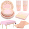 24 Gäste Rosa Partygeschirr Pappteller Set Geburtstag Teller Pappbecher Servietten Strohhalm Tischdecke Rosa Gold Partygeschirr Pappteller Partyteller Pappgeschirr Geburstag Mädchen