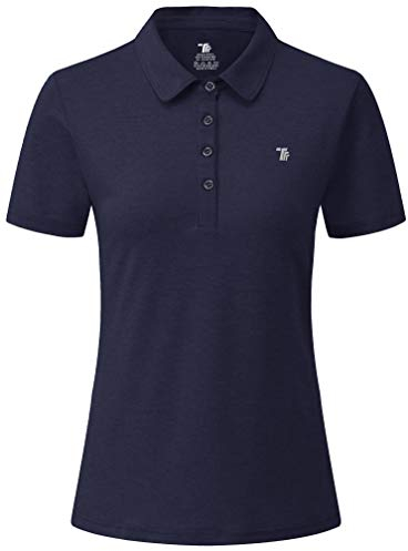YSENTO Damen Golf Poloshirt Kurzarm Polohemd Schnelltrocknend Atmungsaktiv Sport Tennis Lady-Fit T-Shirts(Marine,XL)