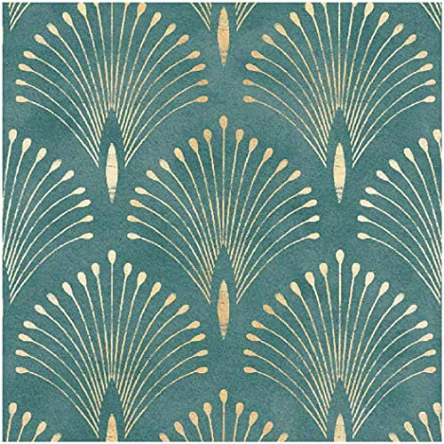unigoos Peacock Tail Classic Pattern Blue Green Peel and Stick Wallpaper Vintage Removable Wall Paper Modern Self Adhesive Contact Paper for Cabinet Shelf Liner Bedroom DIY Decor 17.7 x118