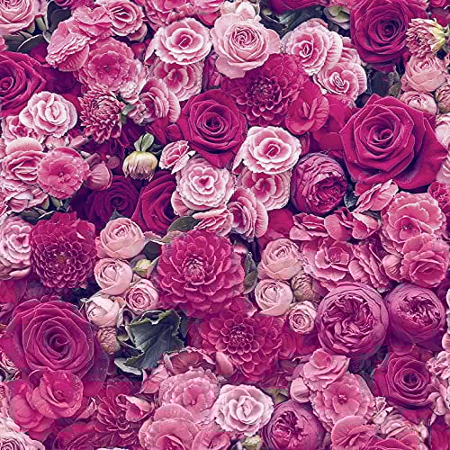 Exclusive Roses Floral Wallpaper RED & Pink New Flowers Leaves Modern Wallpaper