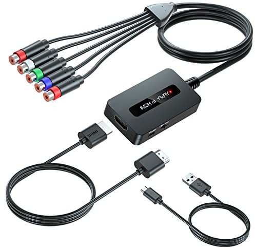 Cable convertidor de componente hembra a HDMI con cables HDMI y componentes para PS2/NGC/Wii/Xbox con componente macho, convertidor YPbPr a HDMI de 1080P, adaptador de salida HDMI