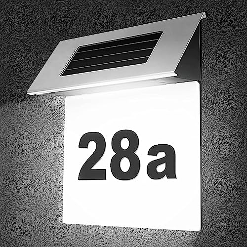 Jadeshay Hausnummern - 4LED Plaque Solar Power Light Türschildnummern für außen LED beleuchtete Adressnummern