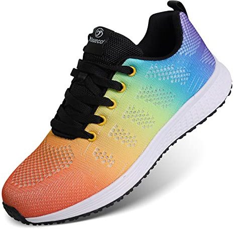 ANBIWANGLUO Damen Turnschuhe Sportliche Laufschuhe Schnürschuhe Atmungsaktive Outdoor Cross Trainer zum Joggen bunt 39 EU