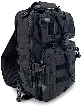 Alephnull Taktische Brusttasche Molle Wandern Daypack Sling Tasche Crossbody-Umhängetasche für Outdoor-Reisen, Radfahren, Camping (Schwarz)