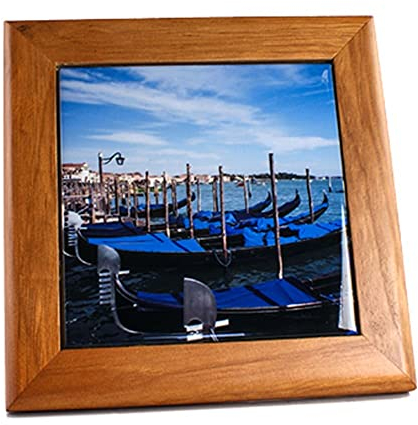 Dessous de plat personnalisé photo – Sous plat bois et céramique avec photo à imprimer – Dessous plat personnalisable avec bords en bois clair