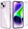 ivoler 3 in 1 Hülle für iPhone 14 6.1 Zoll [Nie Vergilbung], 1 Handyhülle mit 2 Stück Panzer Schutz Glas, [Militärischer Schutz] [Kameraschutz] Dünn Transparent Stoßfest Schutzhülle Kratzfest Case