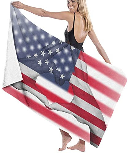 IUBBKI Serviette de Plage Drapeau USA, Serviette de Bain de Plage absorbante en Microfibre Douce, Couverture de Serviette Unisexe pour Adultes 32 x 52 Pouces
