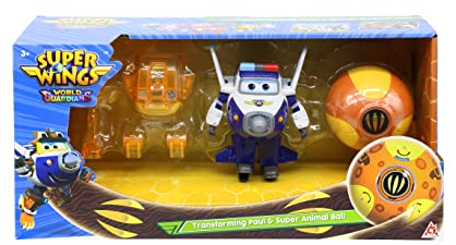 Super Wings EU760965 - Transforming Paul & Animal Power Ball, ca. 12,7 cm große verwandelbare Spiel-Figur mit 1 Superball und Zubehör, für Kinder ab 3 Jahren