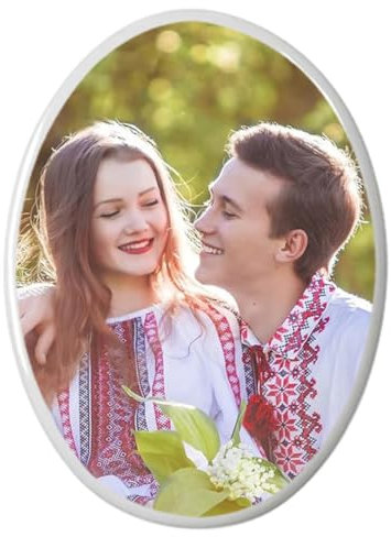 ITODA Immagine Personalizzata per Interni lapide Ritratto a trasferimento Termico in Ceramica, commemorativa Ovale, in Ardesia, con Stampa in Porcellana, Immagine commemorativa di Natale (6inch)