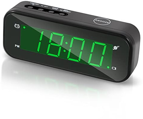 Timegyro Small Digital Alarm Clock Battery Operated, Cordless, Travel Alarm Clock, Brightness Adjustable, 12/24Hr